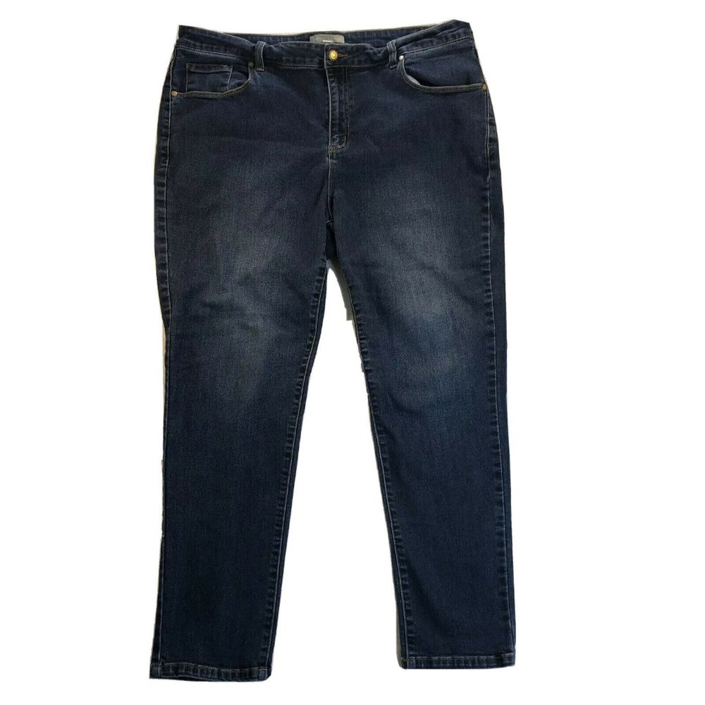 Woman Within Women's Blue Denim Regular Fit Dark Wash Straight Jeans Size 20W